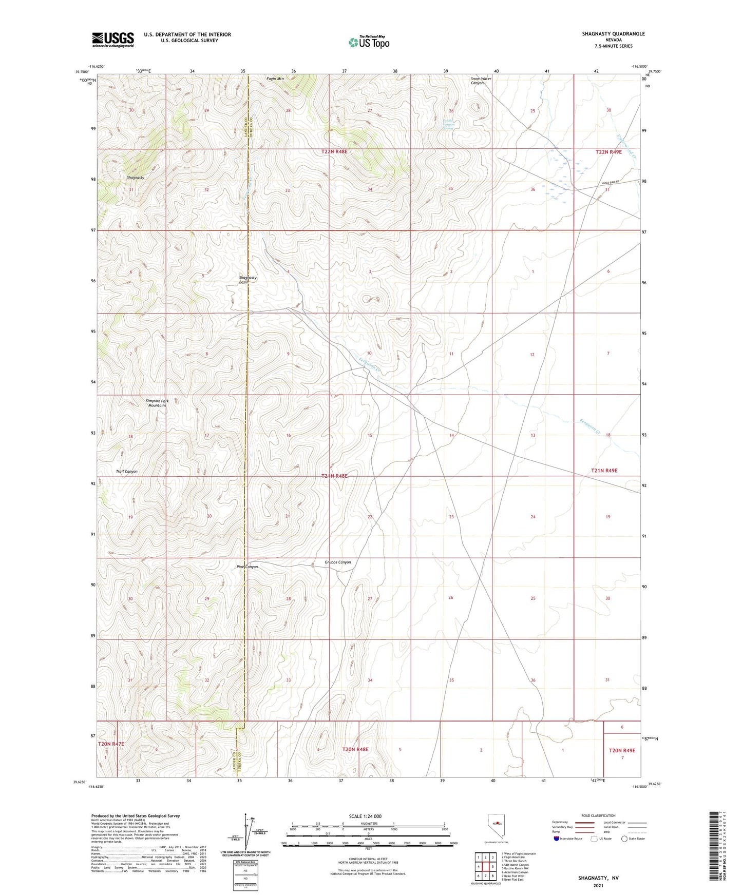 Shagnasty Nevada US Topo Map Image