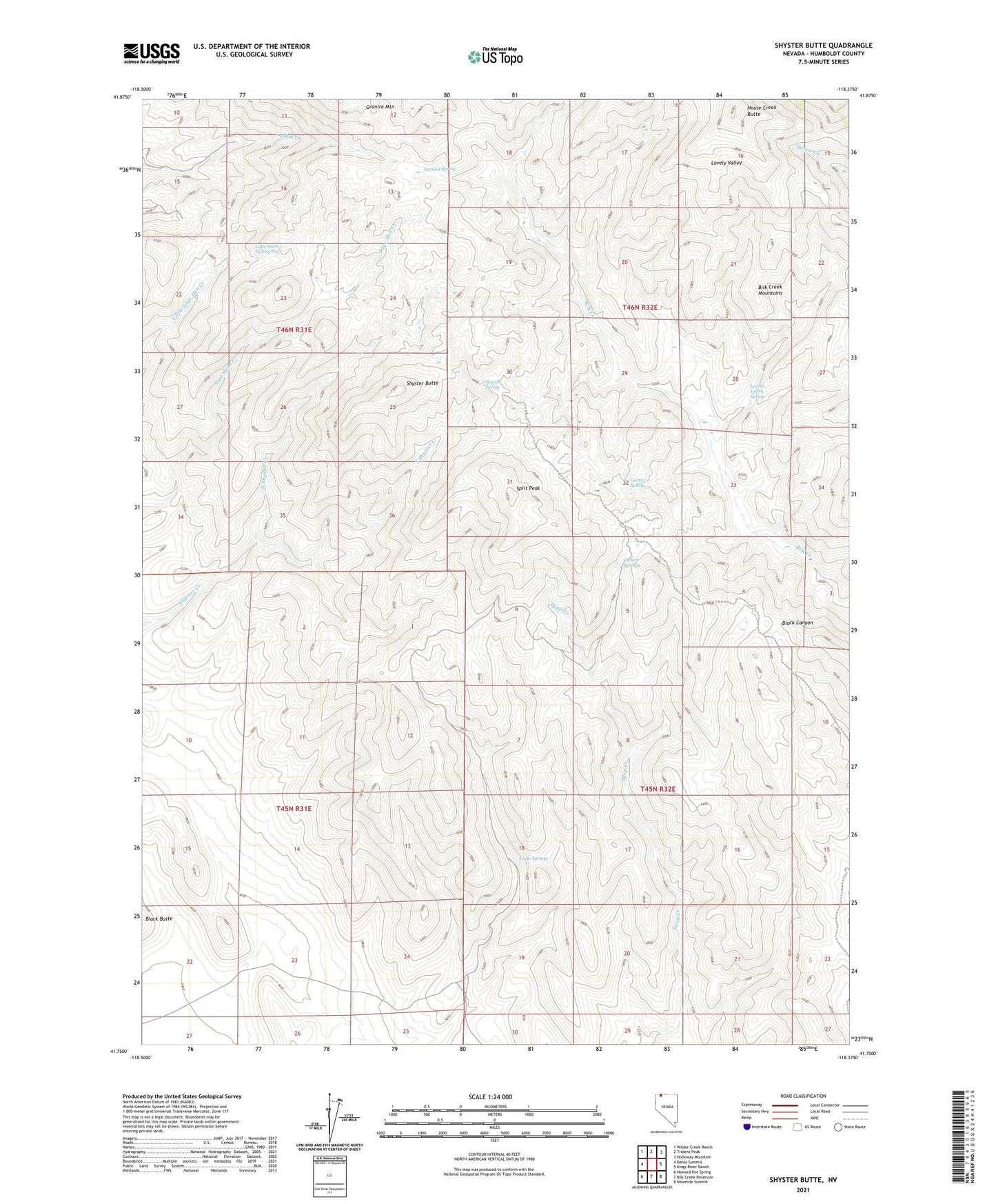 Shyster Butte Nevada US Topo Map Image