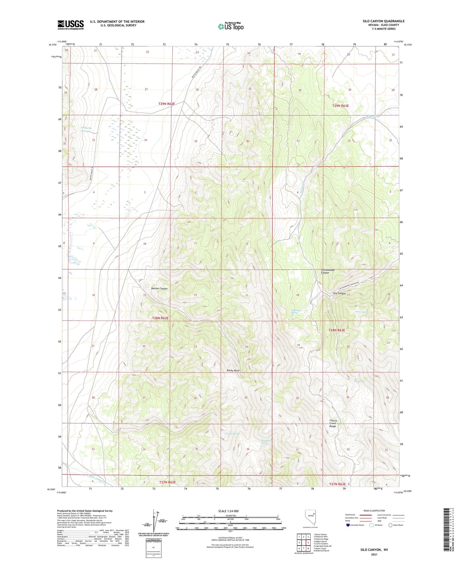 Silo Canyon Nevada US Topo Map Image
