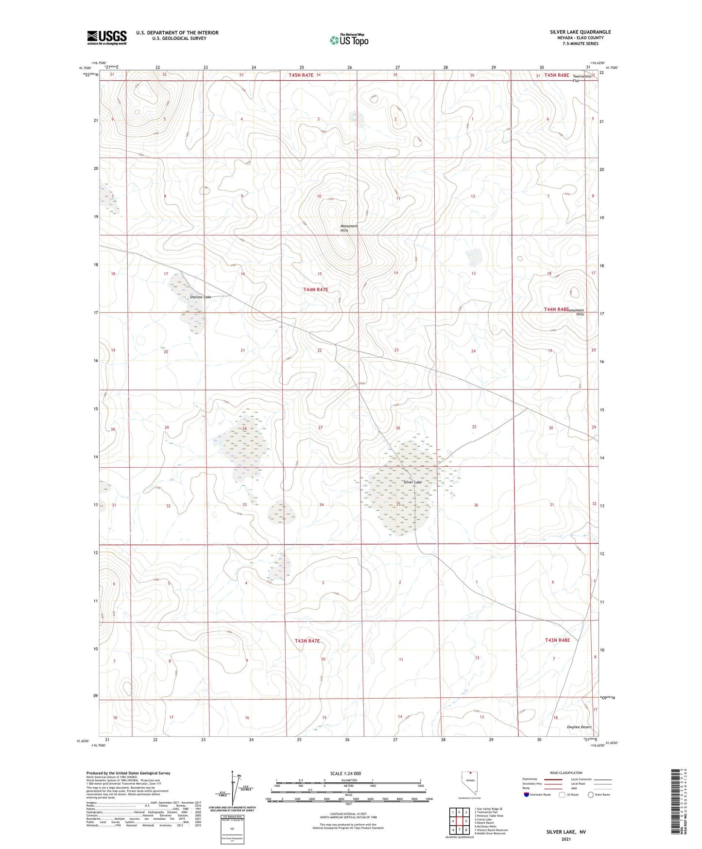 Silver Lake Nevada US Topo Map Image