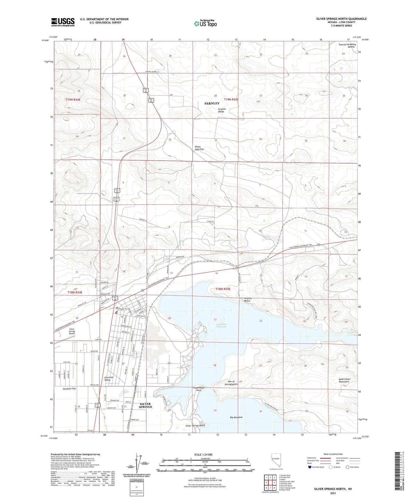 Silver Springs North Nevada US Topo Map Image