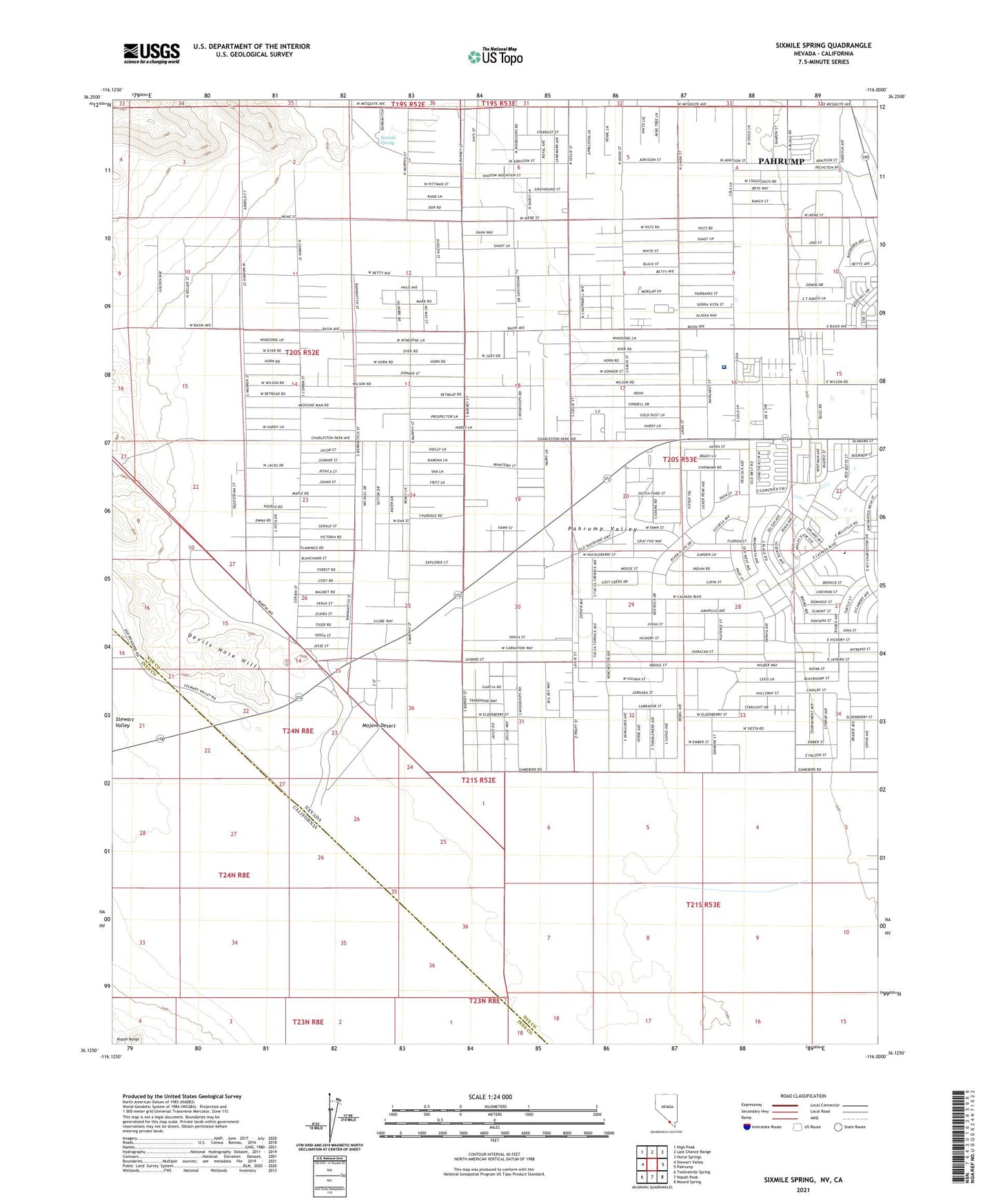 Sixmile Spring Nevada US Topo Map Image