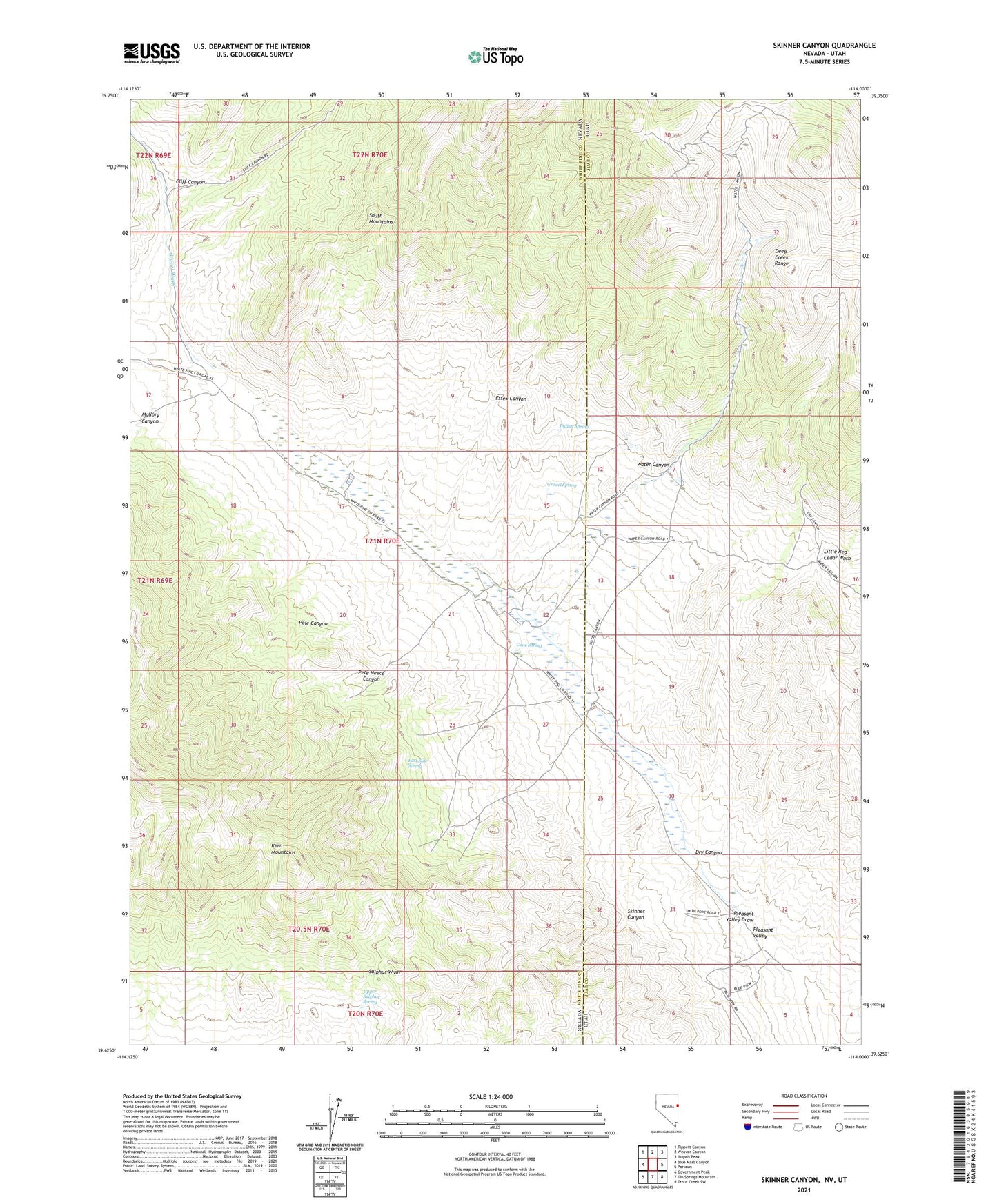 Skinner Canyon Nevada US Topo Map Image