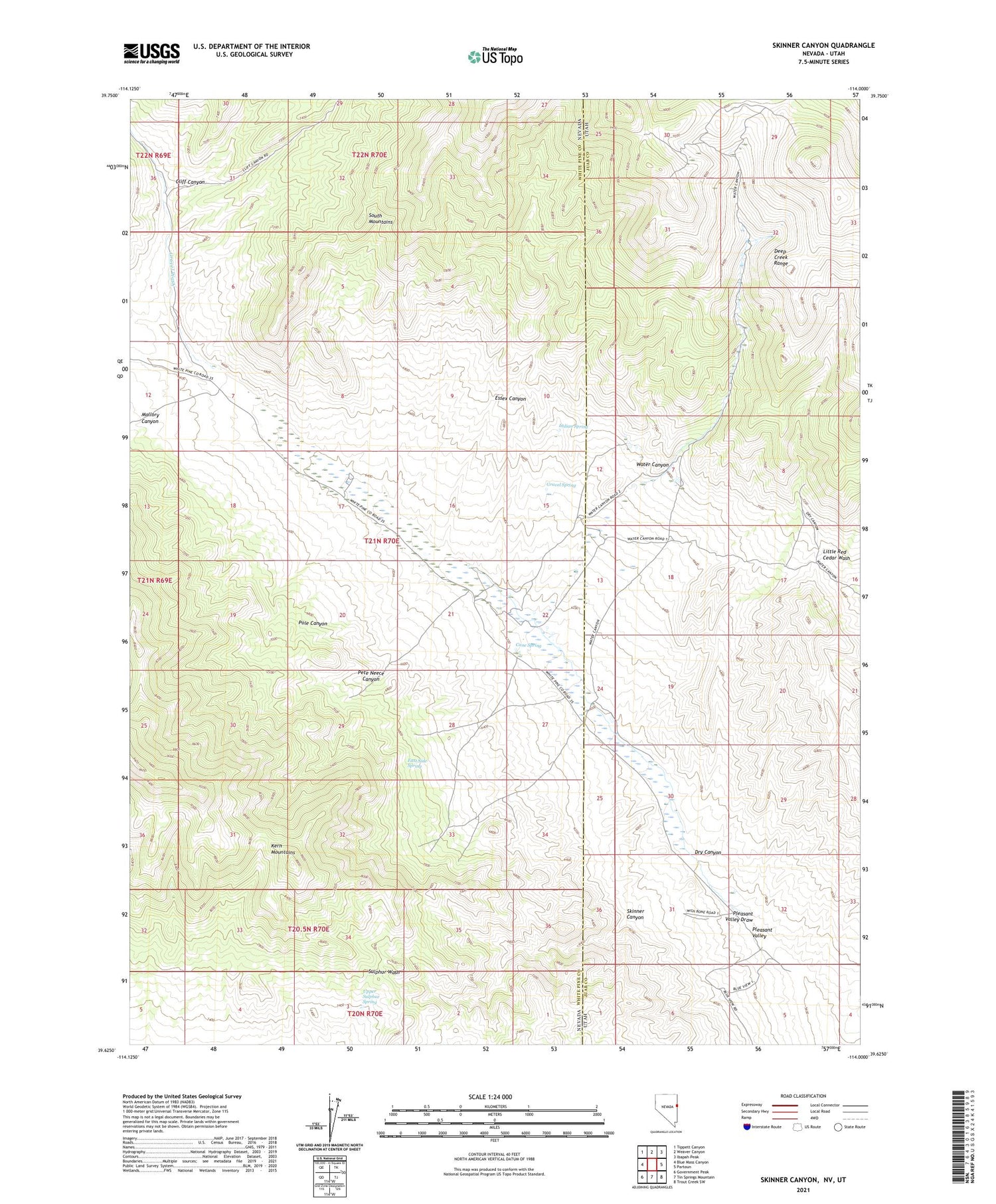 Skinner Canyon Nevada US Topo Map Image