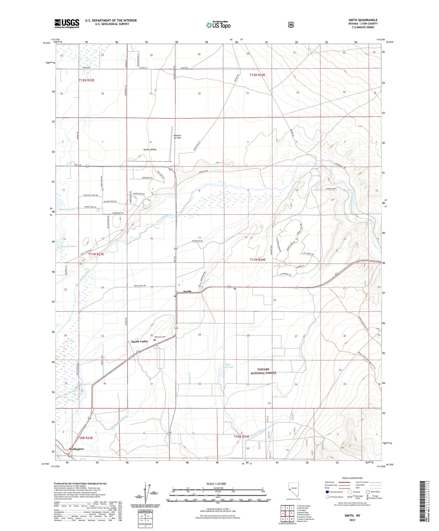 Smith Nevada US Topo Map Image