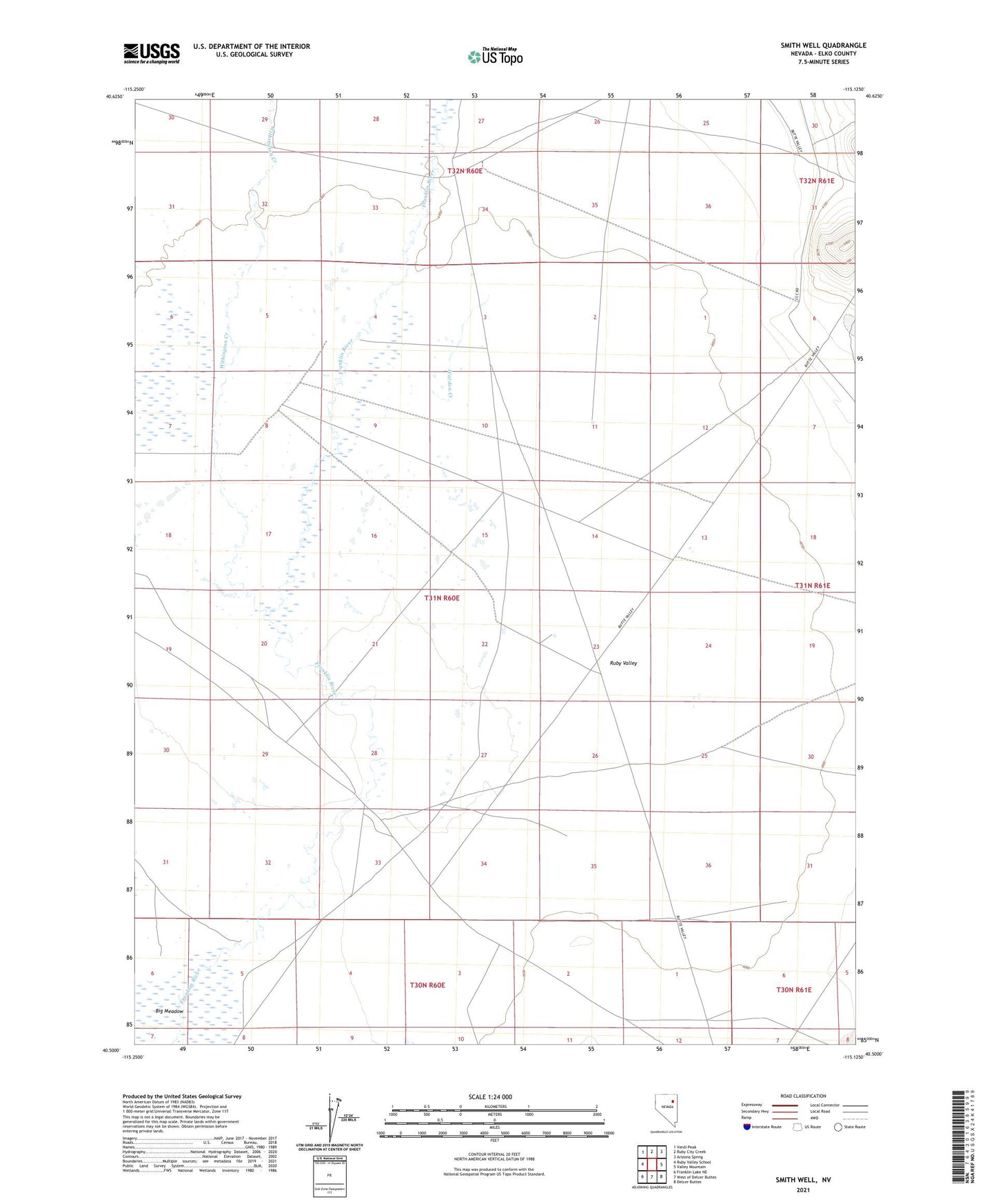 Smith Well Nevada US Topo Map Image