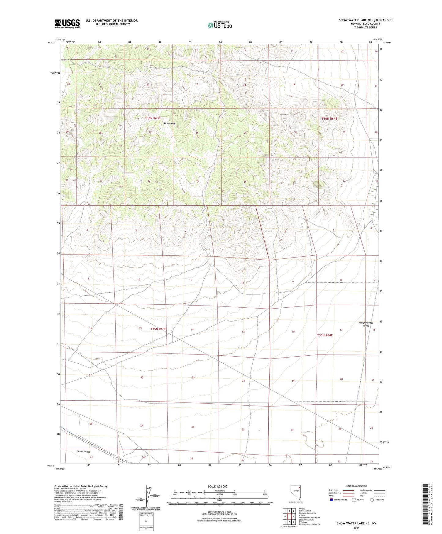 Snow Water Lake NE Nevada US Topo Map Image