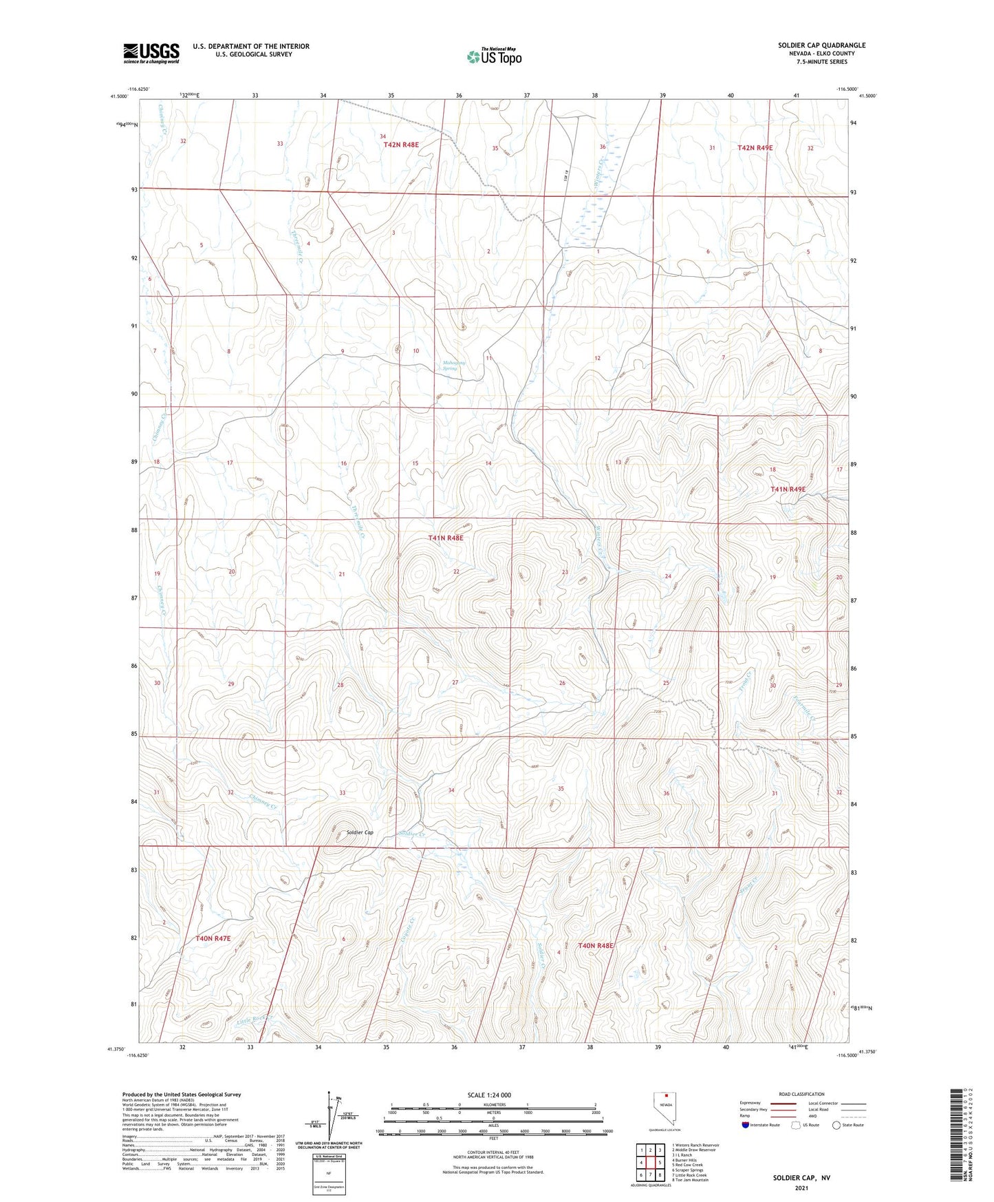 Soldier Cap Nevada US Topo Map Image