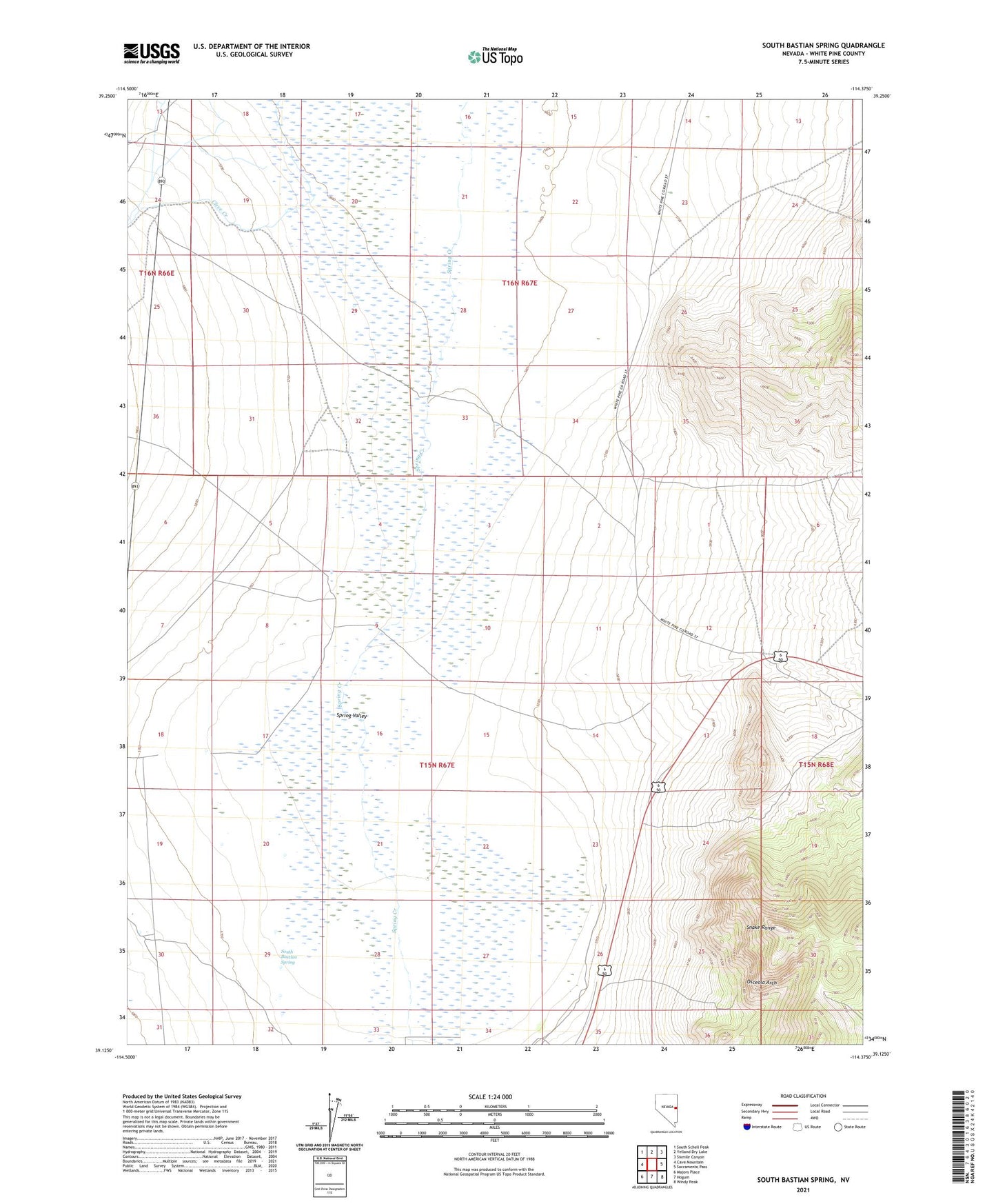 South Bastian Spring Nevada US Topo Map Image