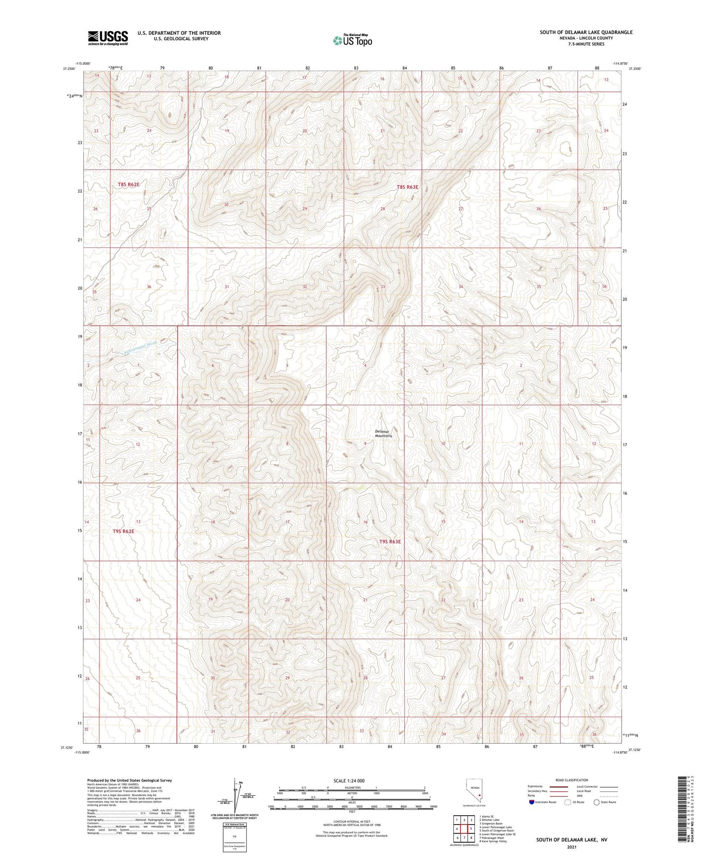 South of Delamar Lake Nevada US Topo Map Image