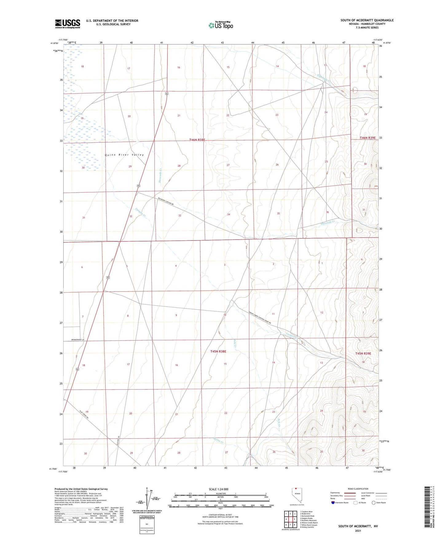 South of McDermitt Nevada US Topo Map Image