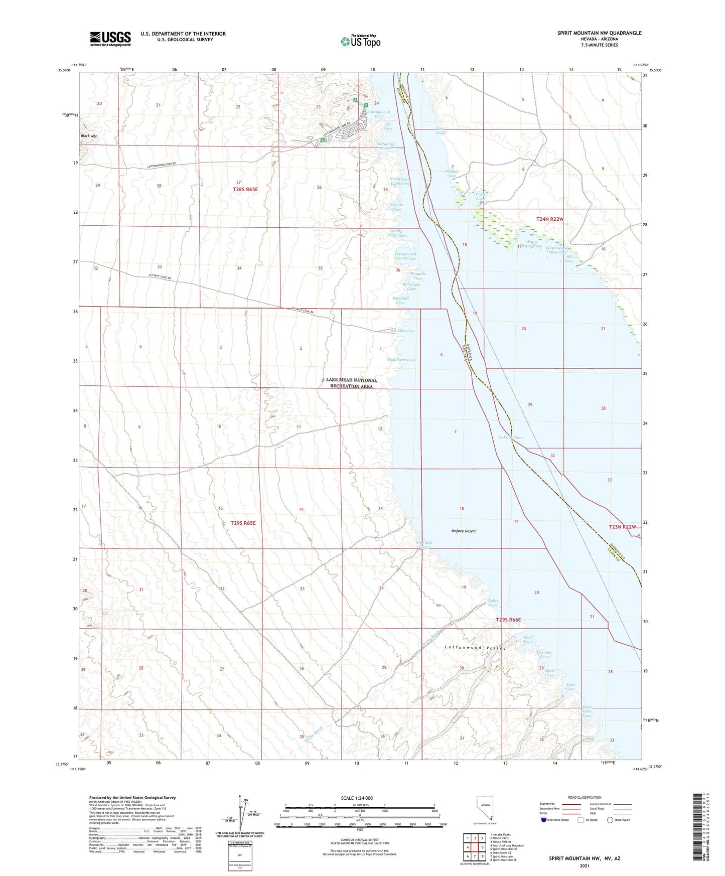 Spirit Mountain NW Nevada US Topo Map Image