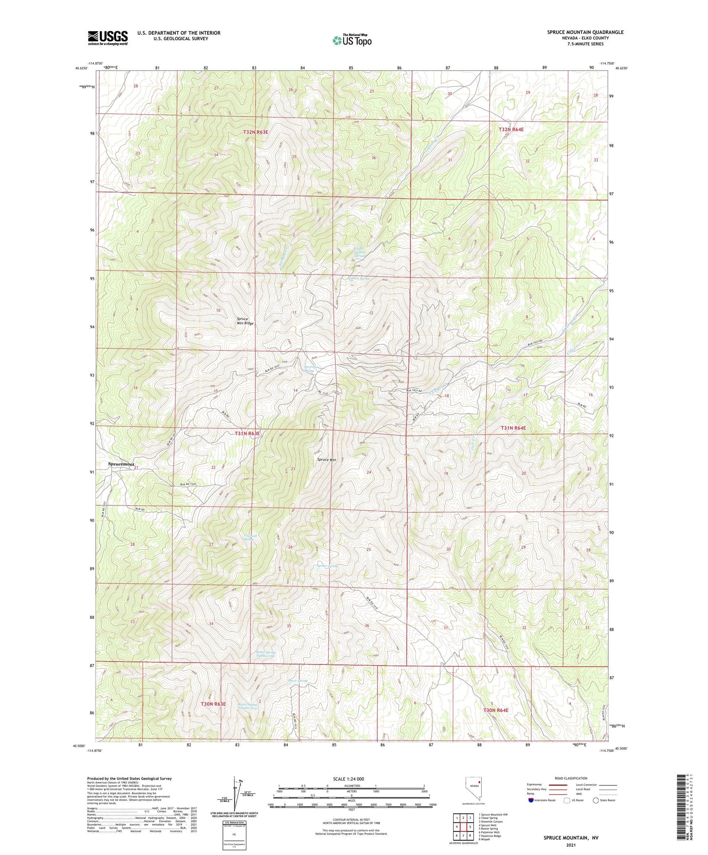 Spruce Mountain Nevada US Topo Map Image