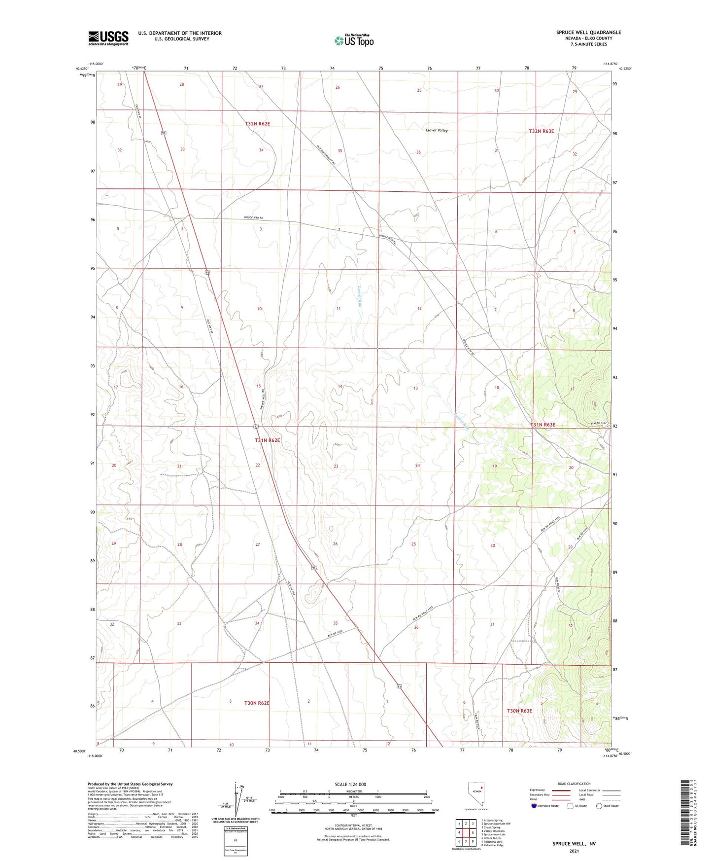 Spruce Well Nevada US Topo Map Image