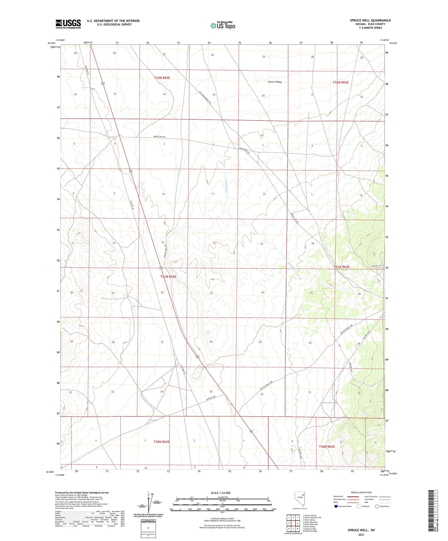 Spruce Well Nevada US Topo Map Image