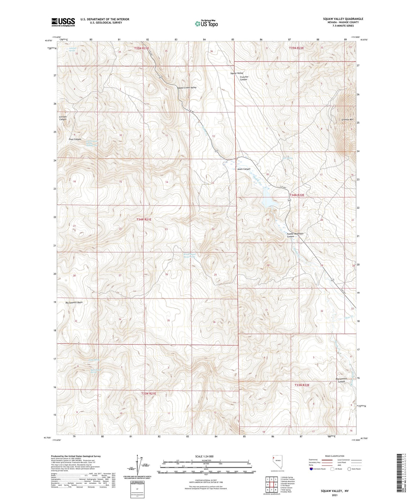 Squaw Valley Nevada US Topo Map Image