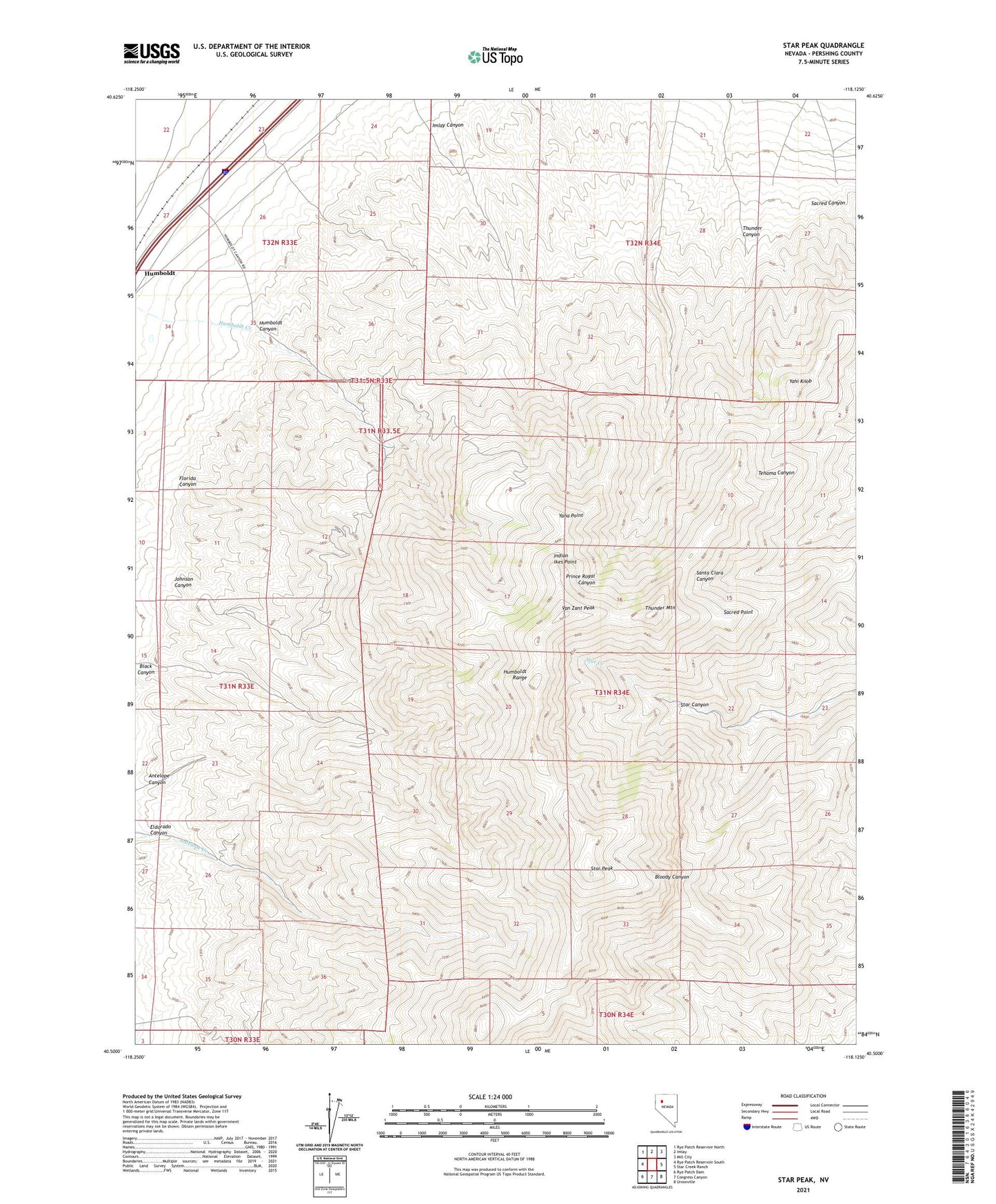 Star Peak Nevada US Topo Map Image