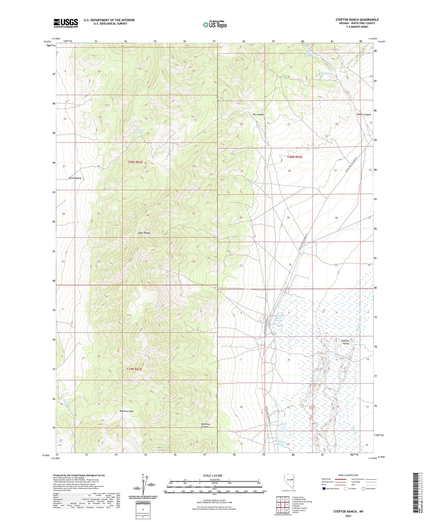 Steptoe Ranch Nevada US Topo Map Image