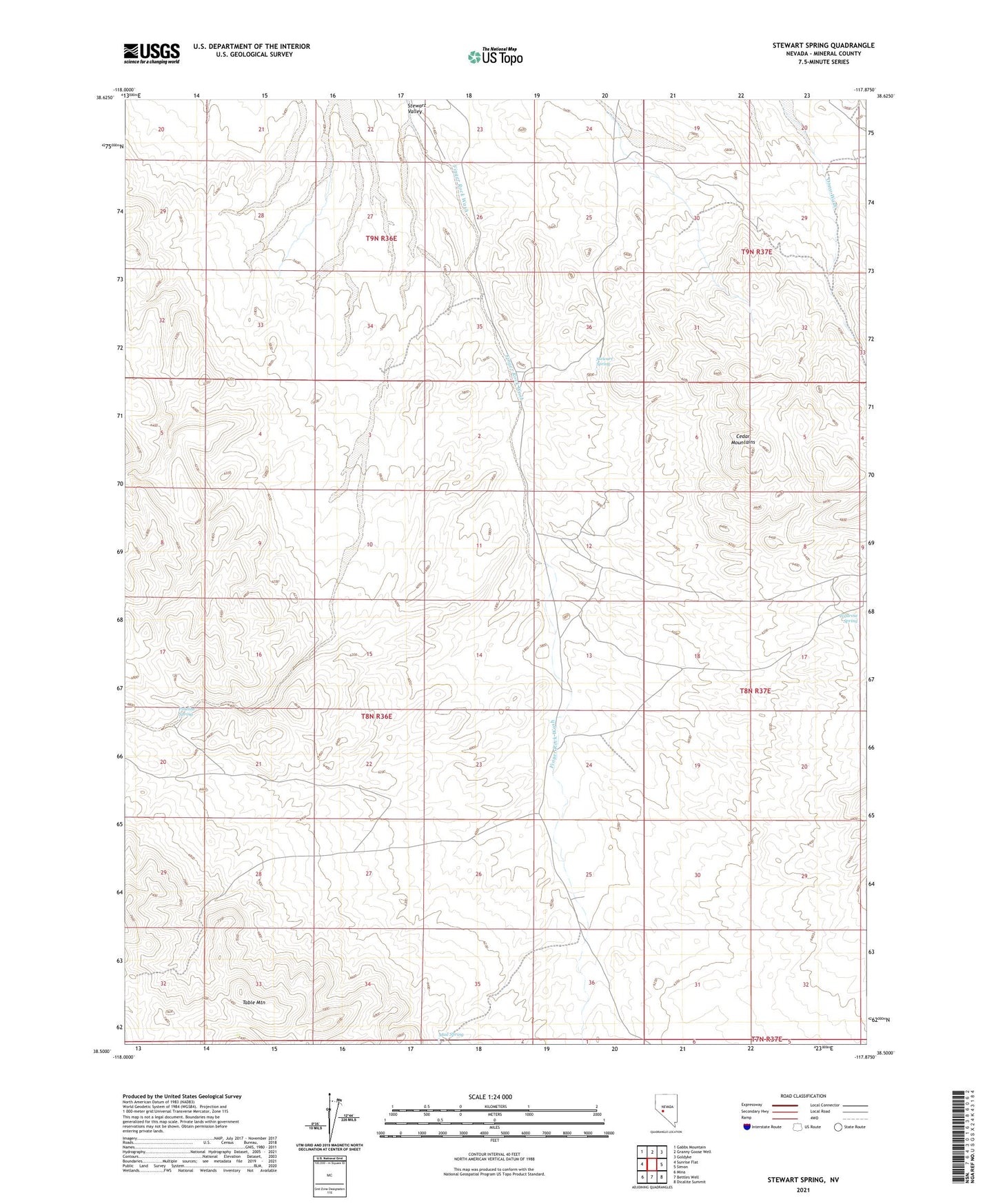 Stewart Spring Nevada US Topo Map Image