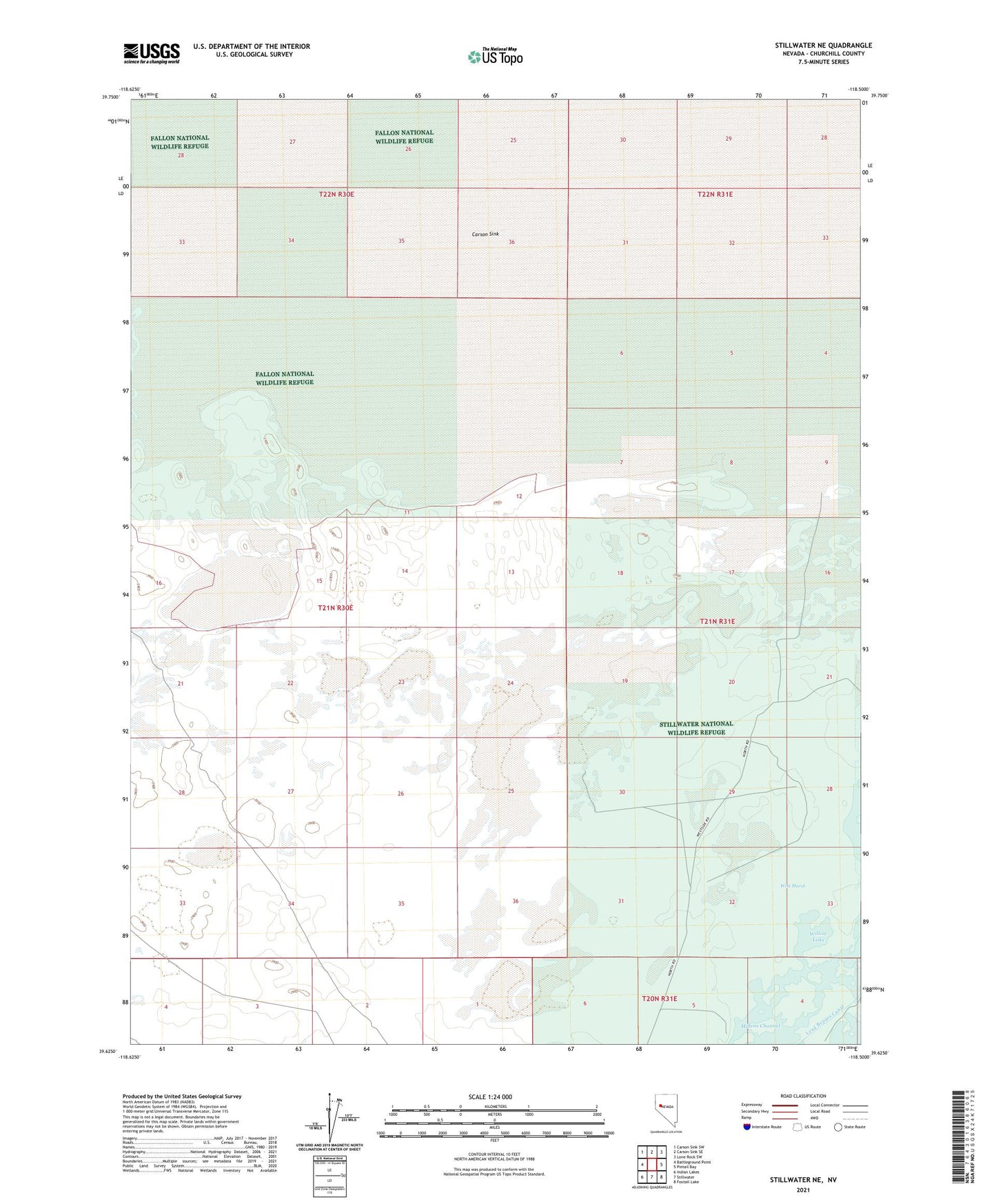 Stillwater NE Nevada US Topo Map Image