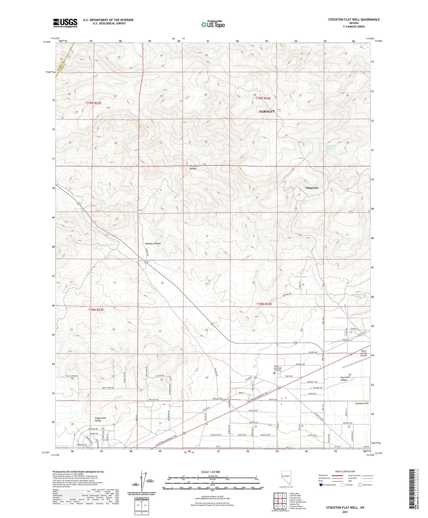 Stockton Flat Well Nevada US Topo Map Image
