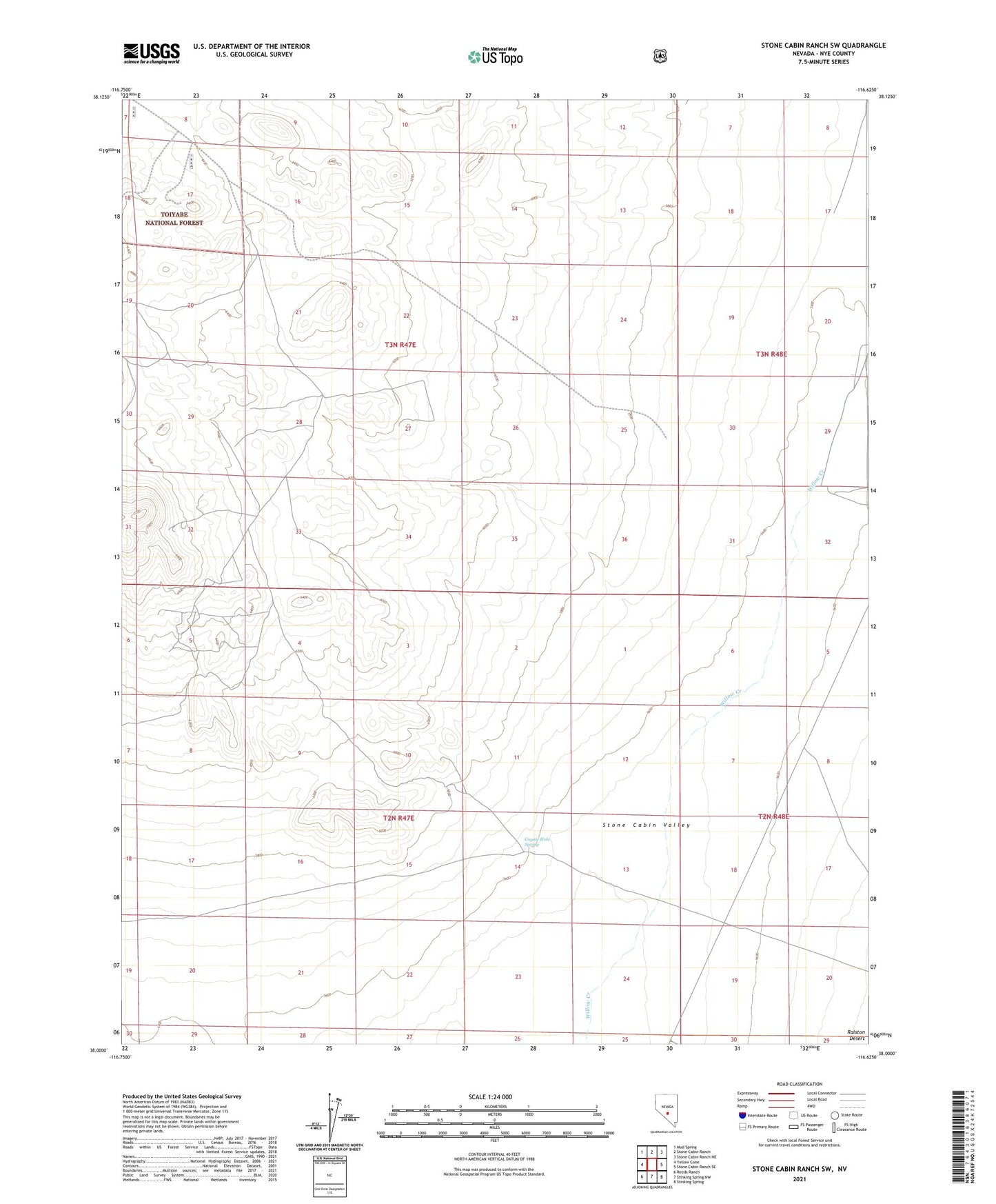 Stone Cabin Ranch SW Nevada US Topo Map Image