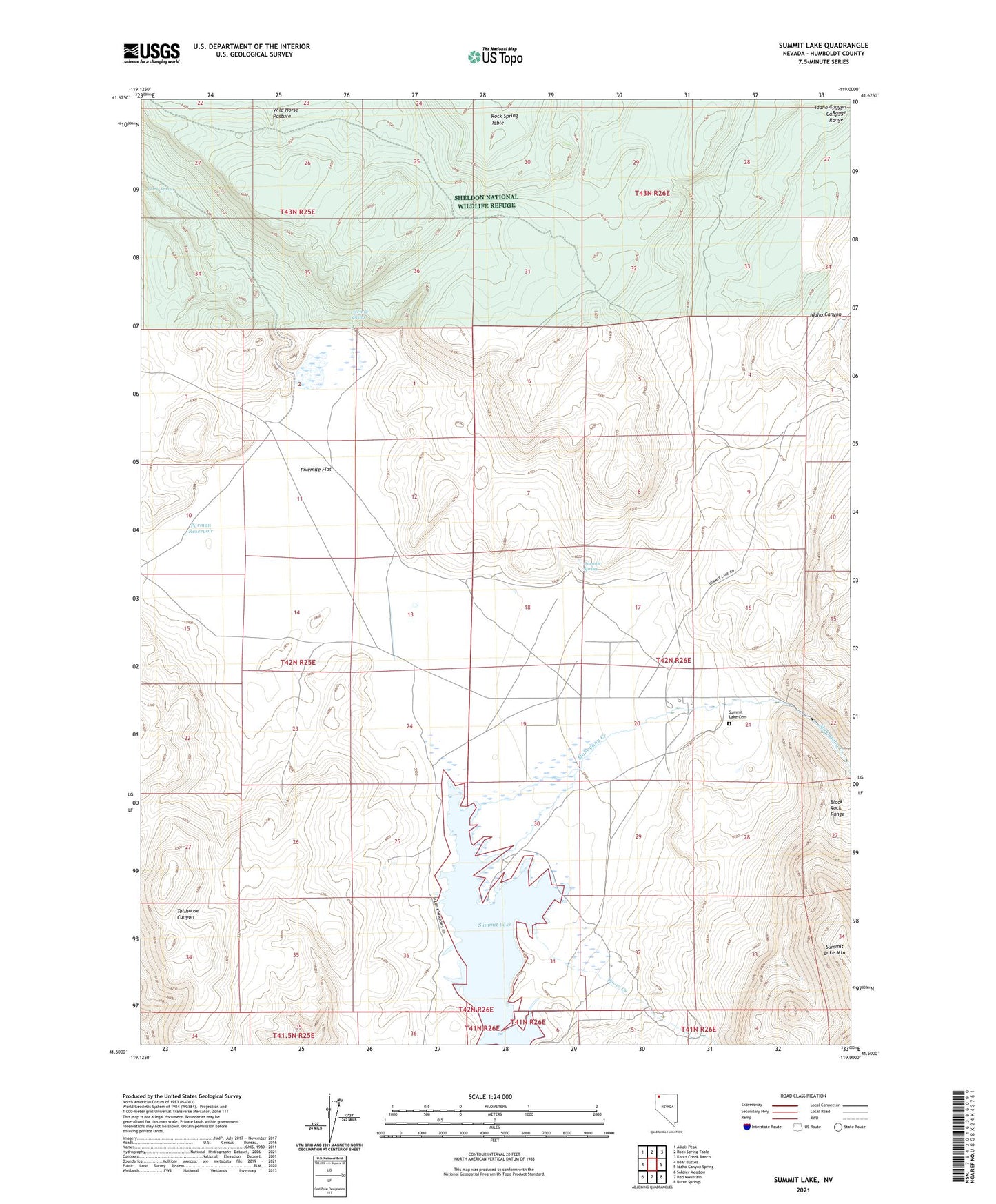 Summit Lake Nevada US Topo Map Image