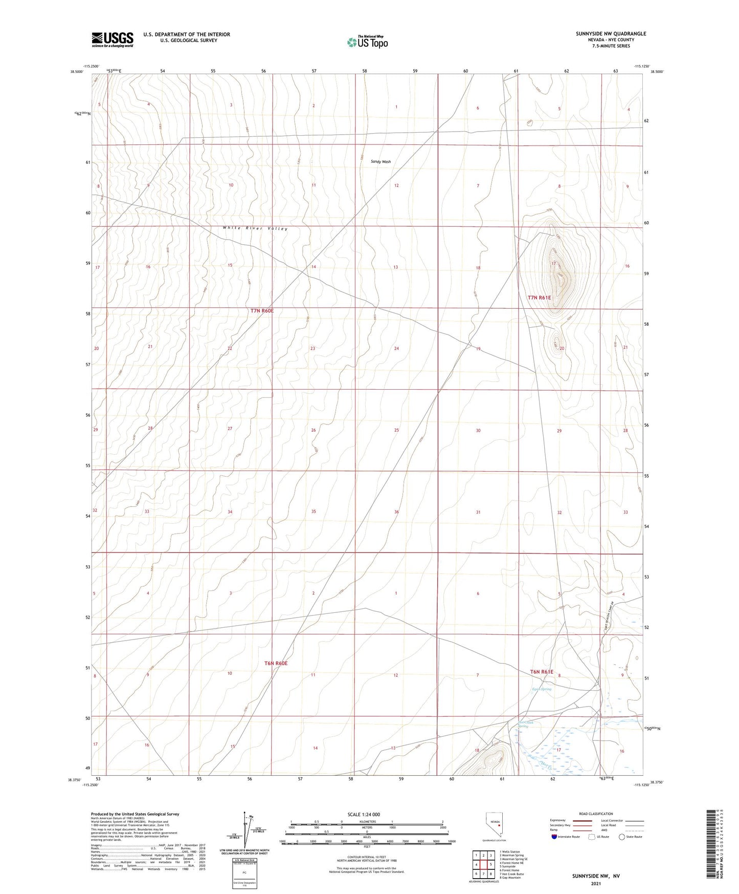 Sunnyside NW Nevada US Topo Map Image