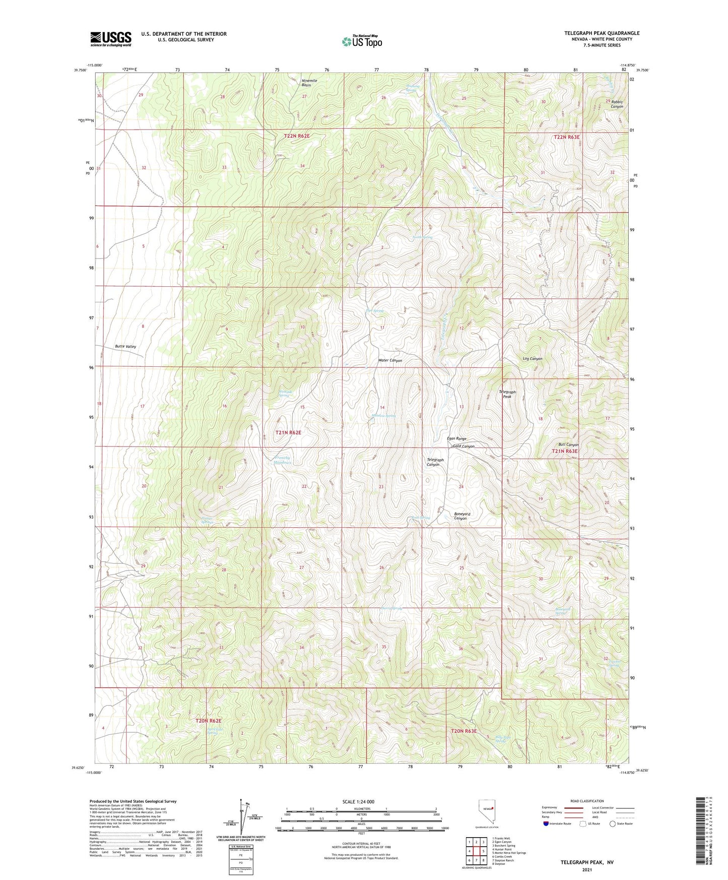 Telegraph Peak Nevada US Topo Map Image