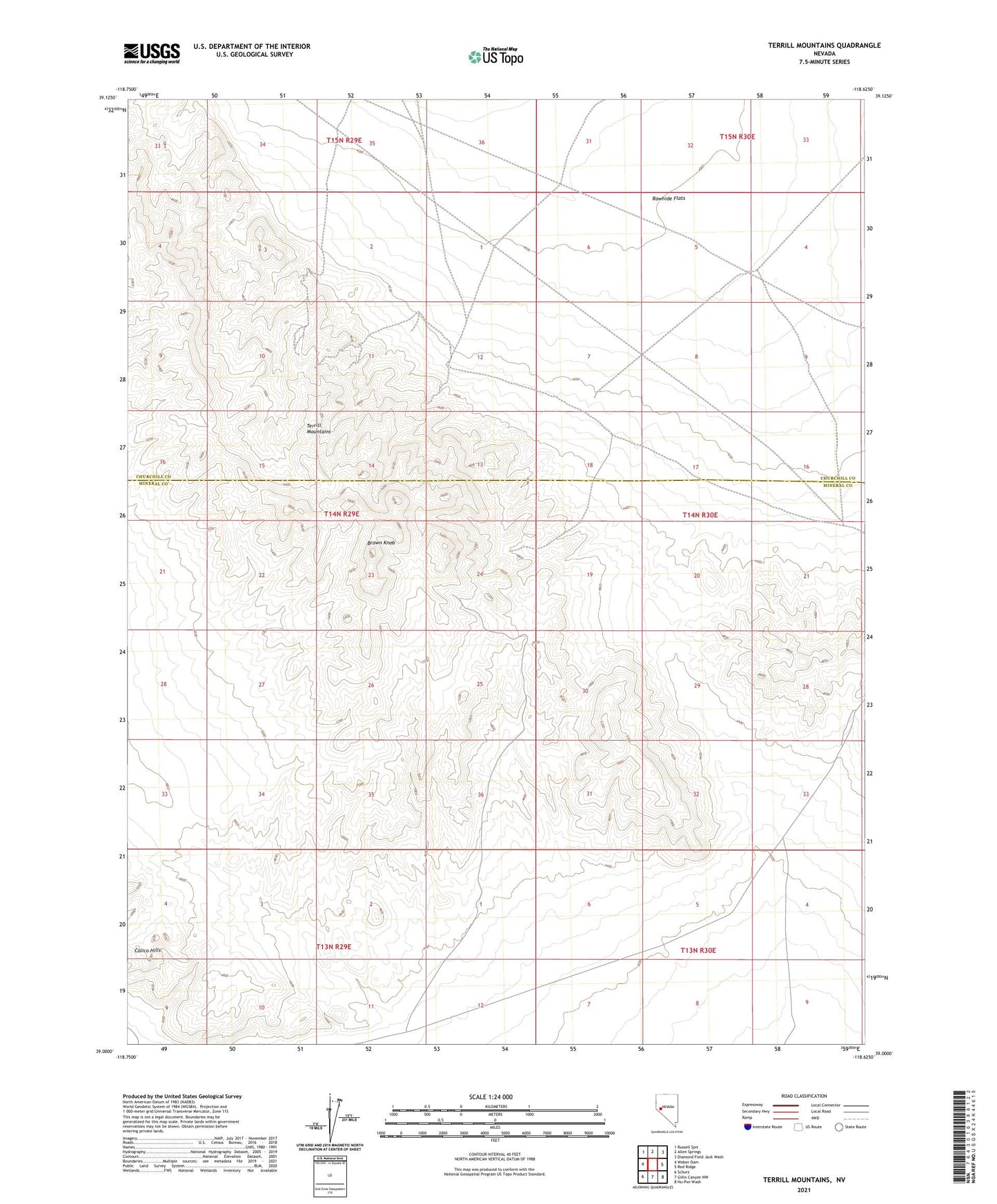 Terrill Mountains Nevada US Topo Map Image