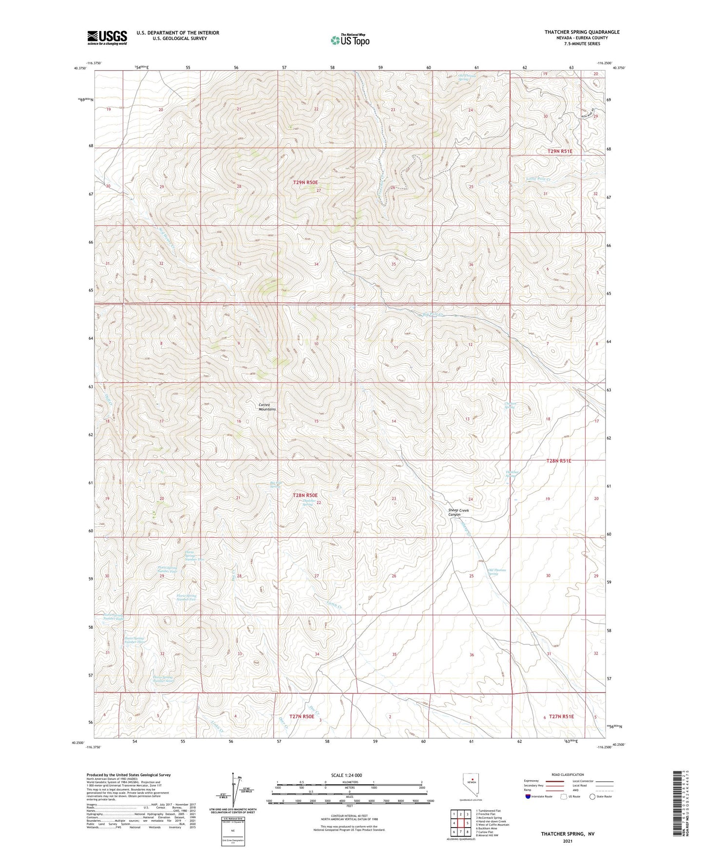 Thatcher Spring Nevada US Topo Map Image