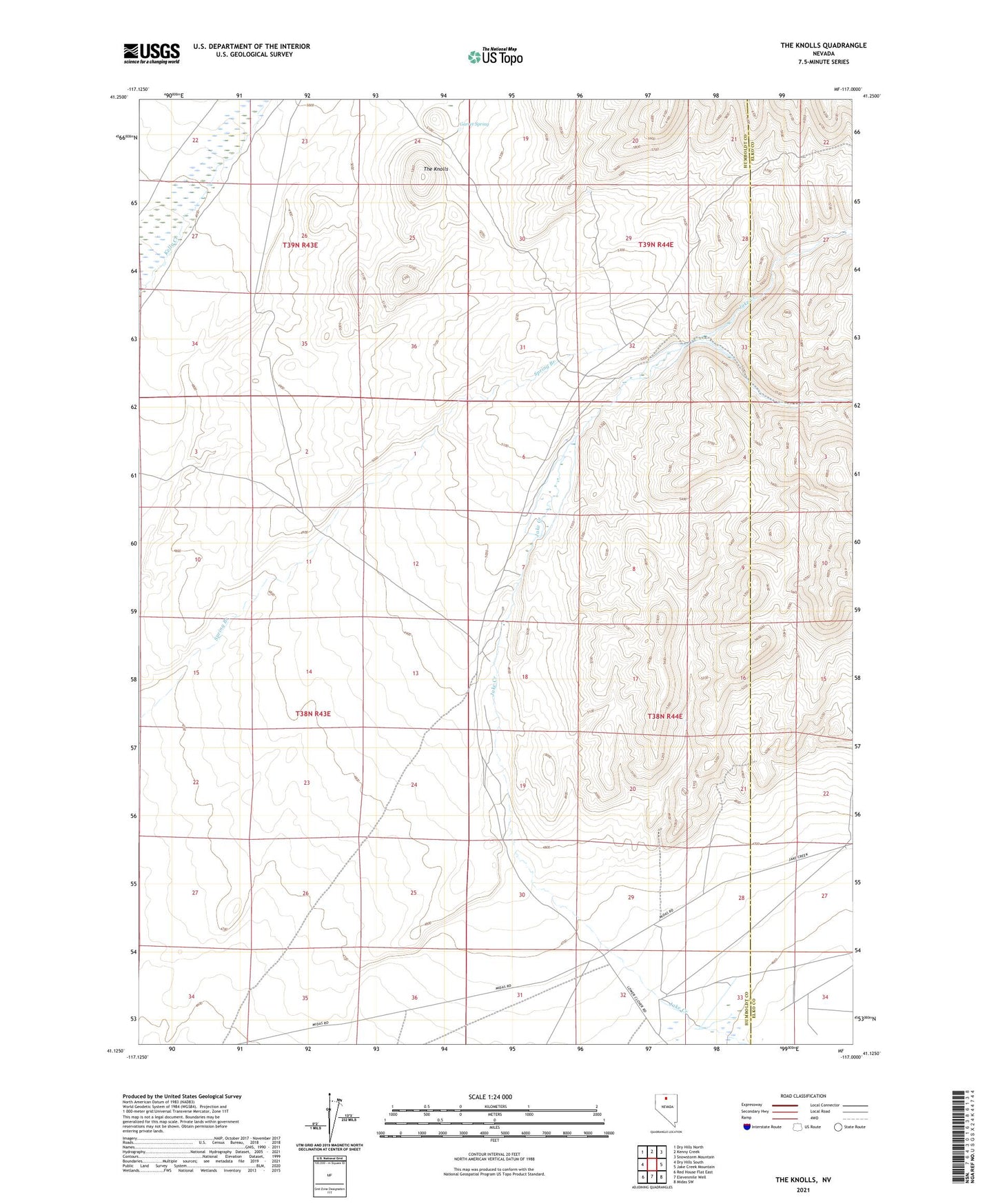 The Knolls Nevada US Topo Map Image