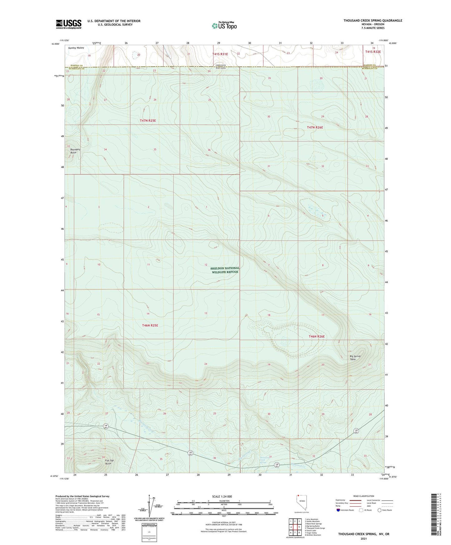 Thousand Creek Spring Nevada US Topo Map Image