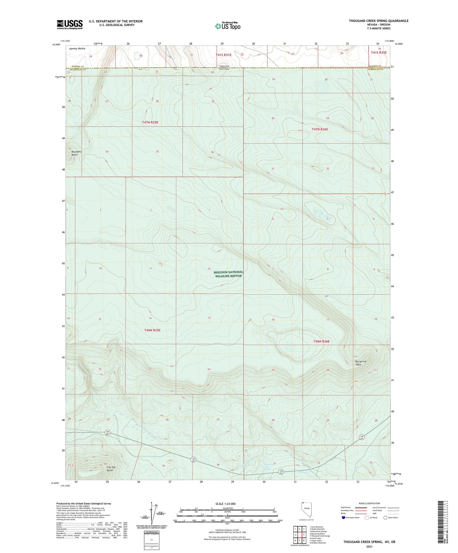 Thousand Creek Spring Nevada US Topo Map Image