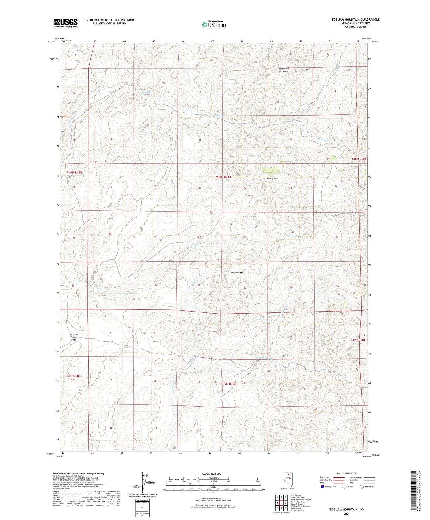 Toe Jam Mountain Nevada US Topo Map Image