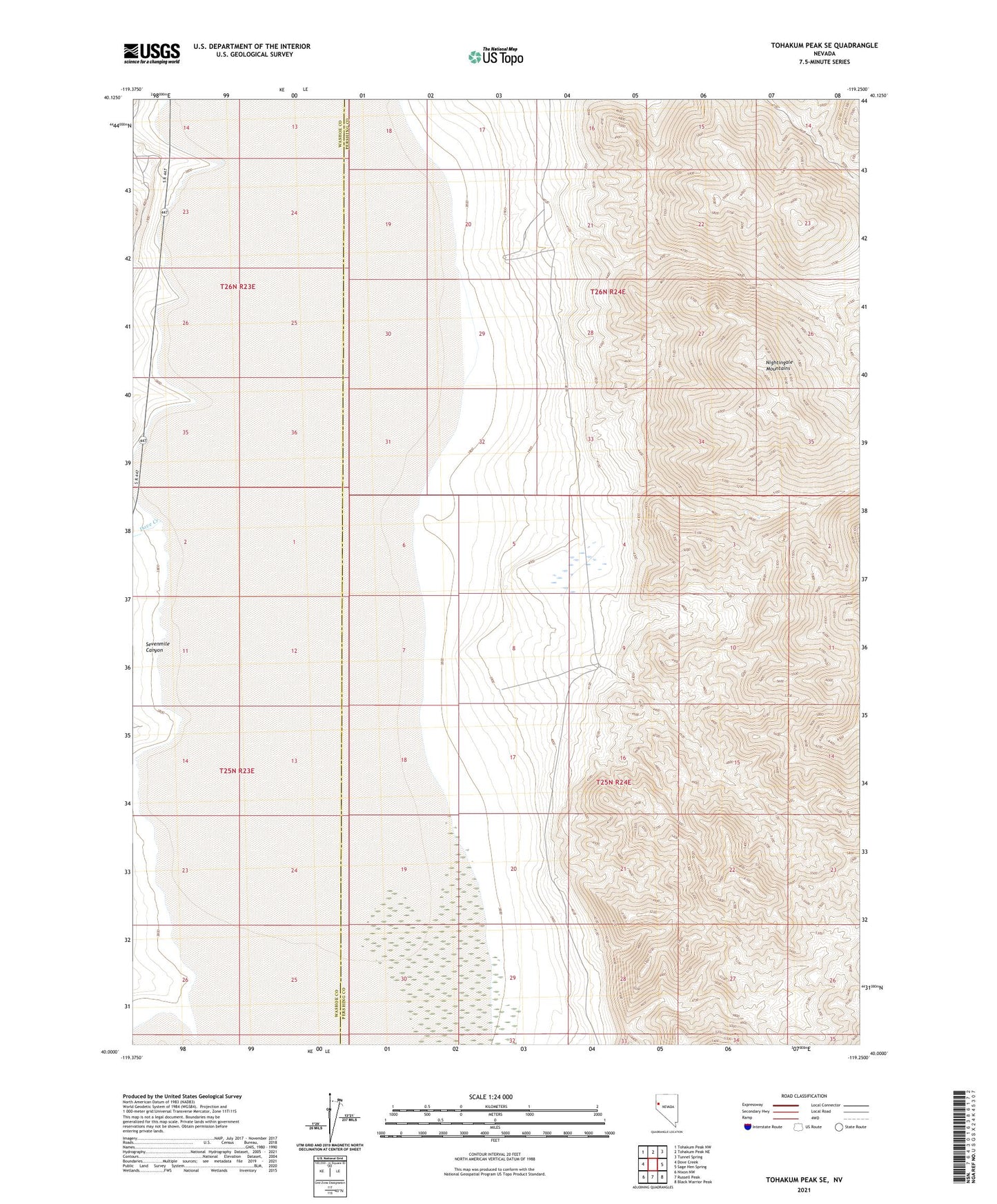 Tohakum Peak SE Nevada US Topo Map Image