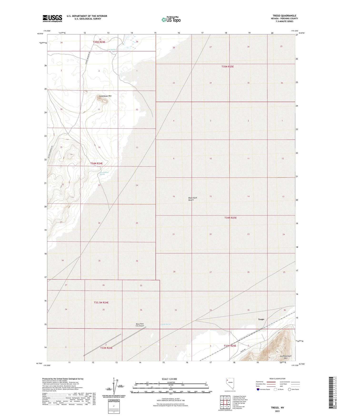 Trego Nevada US Topo Map Image