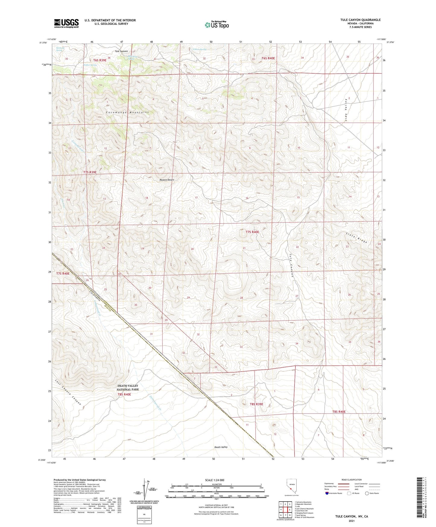 Tule Canyon Nevada US Topo Map Image
