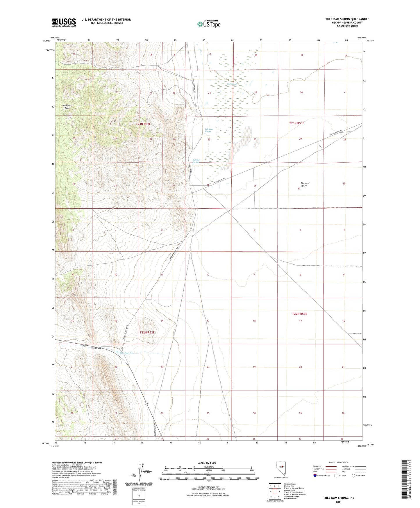 Tule Dam Spring Nevada US Topo Map Image
