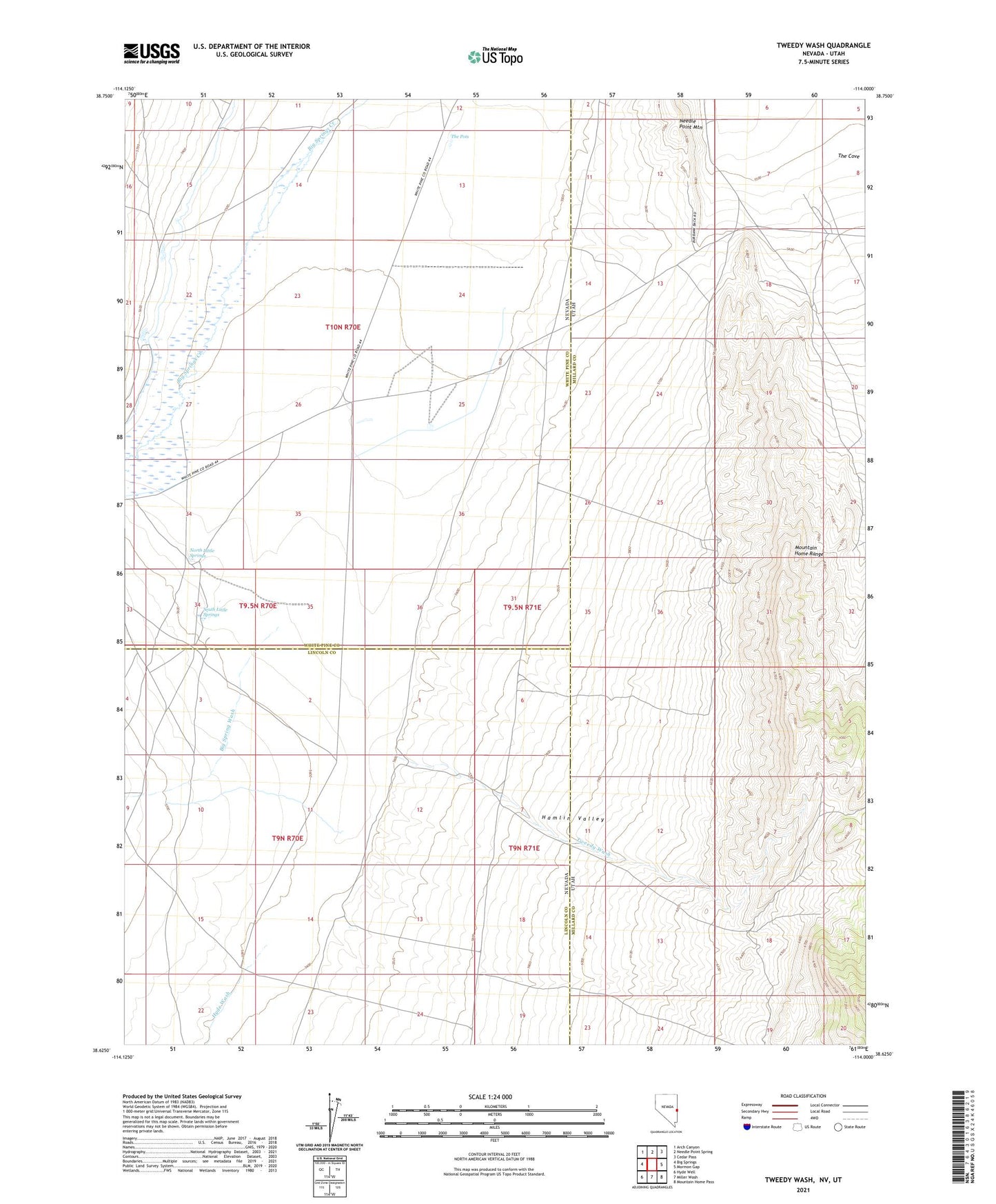 Tweedy Wash Nevada US Topo Map Image