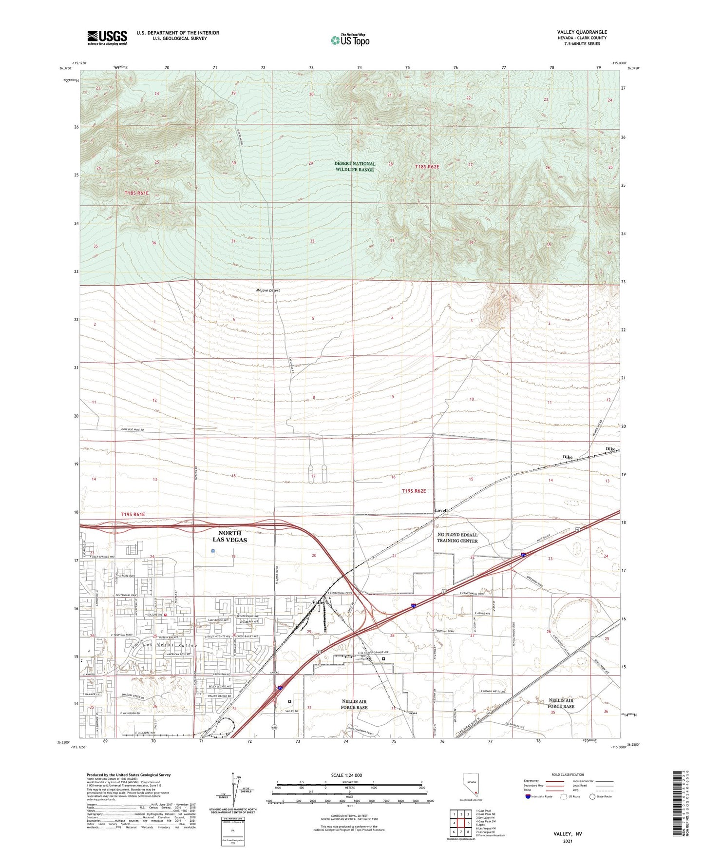 Valley Nevada US Topo Map Image
