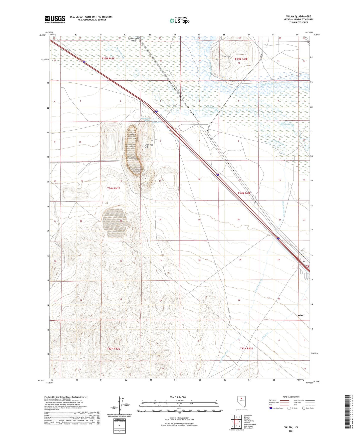 Valmy Nevada US Topo Map Image