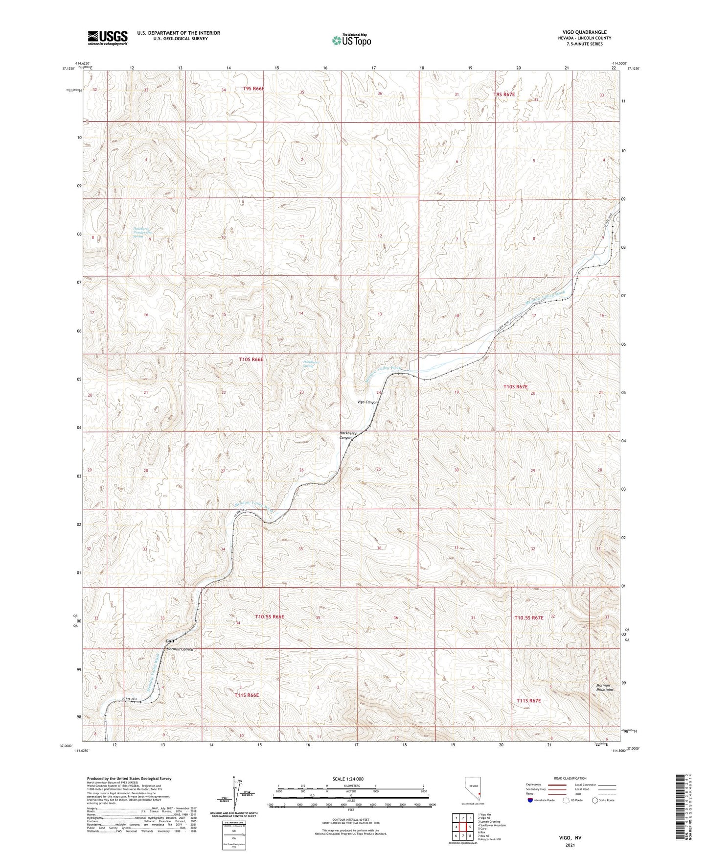 Vigo Nevada US Topo Map Image