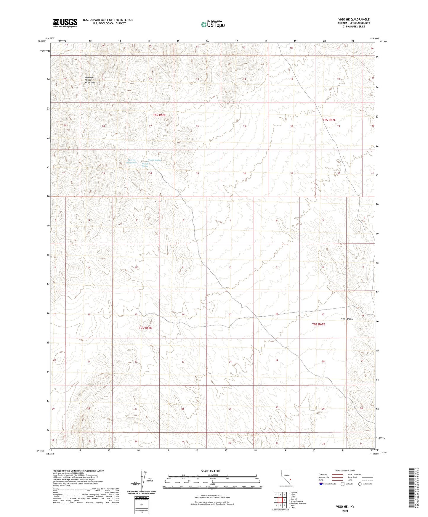 Vigo NE Nevada US Topo Map Image