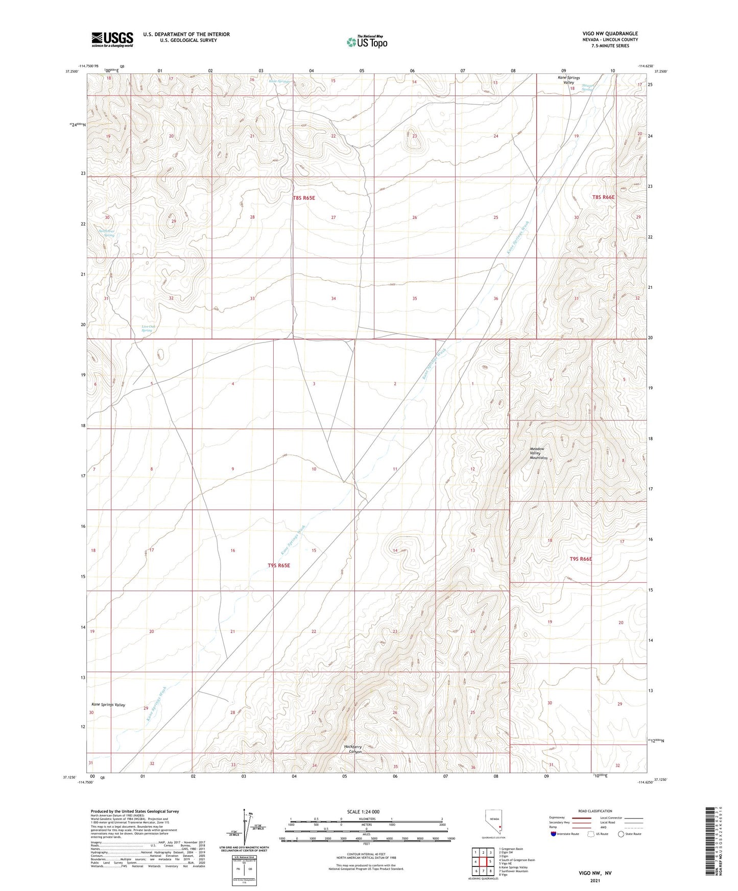 Vigo NW Nevada US Topo Map Image