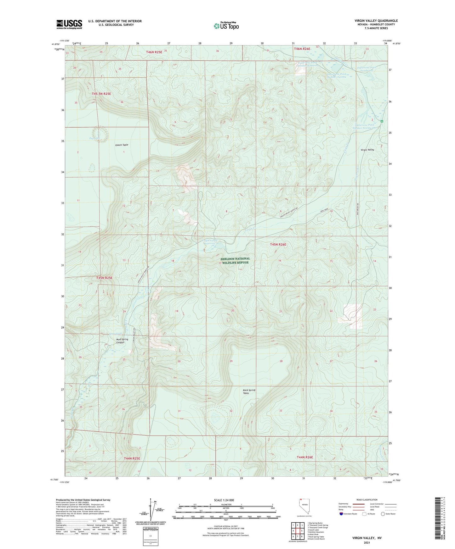 Virgin Valley Nevada US Topo Map Image