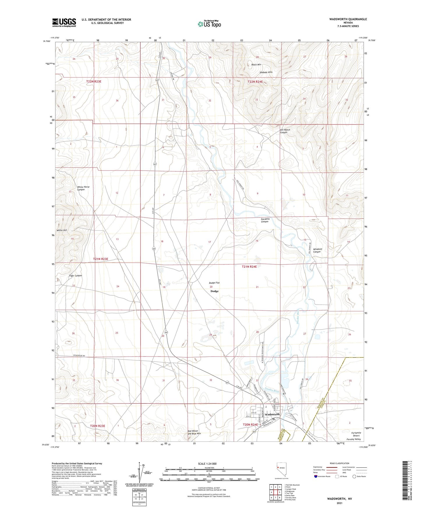 Wadsworth Nevada US Topo Map Image