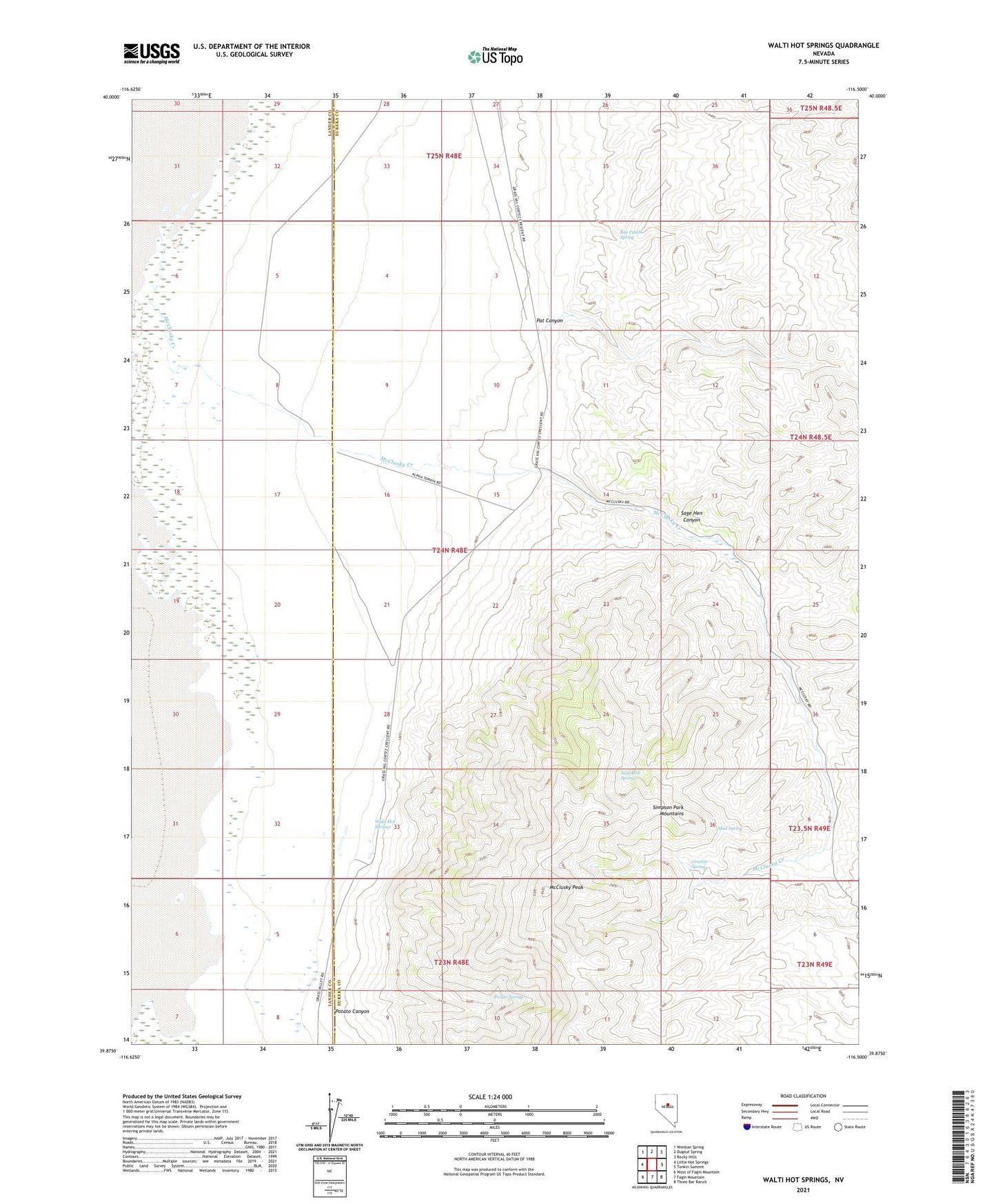 Walti Hot Springs Nevada US Topo Map Image