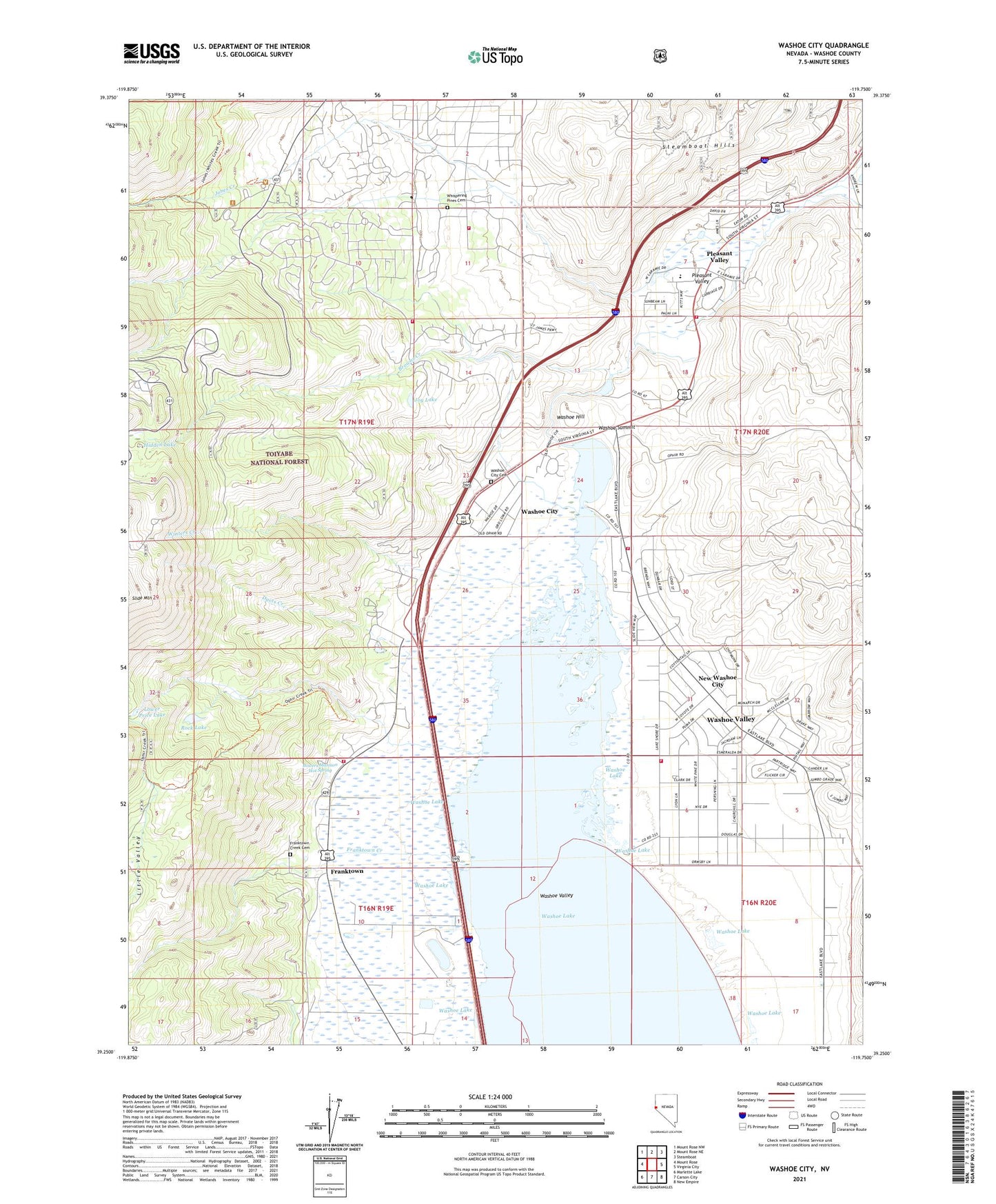 Washoe City Nevada US Topo Map Image