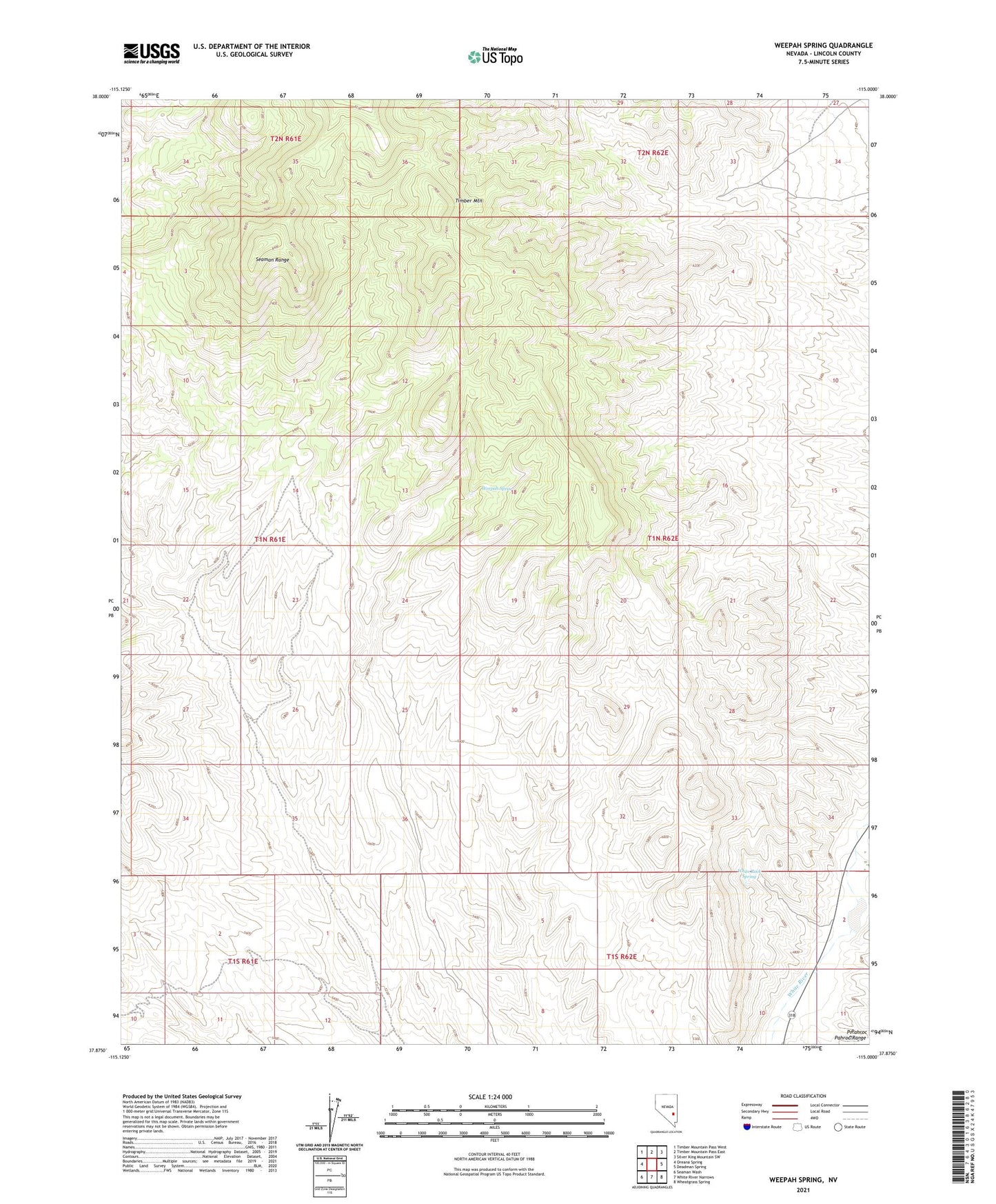 Weepah Spring Nevada US Topo Map Image